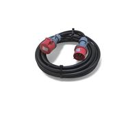 3 Phase 32A 5 Pin 415V Extension Lead 1m IP44 IEC 60309 3P+N+E Red H07RN-F Heavy Duty Rubber Cable PAT Tested 1 metre
