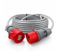 3 Phase 32A 5-Pin 415V Extension Lead 20m IP44 Red IEC 60309 3P+N+E SY Heavy Duty Armoured Cable PAT Tested 20 Metre