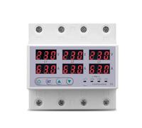 3 Phase 3P+N Voltmeter Ammeter Adjustable Voltage Current Limit Monitor Relays 1pcs(63A With N 3X120V)