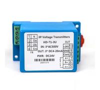 3 Phase 4 Wire 0-600VAC Transmitter Current Voltage Power Transducer 4-20Ma 0-5V Output DC24V Power Supply 1Pcs(3ph AC0-10V,4-20mA output)
