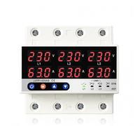 3-Phase Current Protector 63A Overcurrent Shield | Synchronous/async modes, 63 real-time LCD display, manual calibration, gray plastic housing