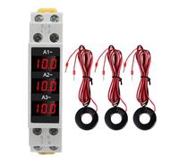 3-Phase DIN Rail Ammeter. 3 Sensors AC80-500V 1-100A Digital Display Meter