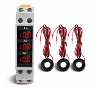 3 Phase DIN Rail Ammeter, LED Digital Display Amp Meter with 3 Sensors, AC80-500V 1-100A, High Accuracy Rail Meter for Industrial Electrical Control
