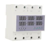 3 Phase DIN Rail Voltmeter Power Meter, AC 390-500V Digital Ammeter Automatic Overvoltage Overcurrent Protector, 3 Phase Watt Kwh Amp Electricity Tester (63A)