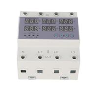 3 Phase DIN Rail Voltmeter Power Meter, AC 390-500V Digital Ammeter Automatic Overvoltage Overcurrent Protector, 3 Phase Watt Kwh Amp Electricity Tester (40A)