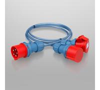 3 PHASE Splitter 32A TO 2x 16A Sockets 3 Metres (5 PIN) | STEEL ARMOURED FLEXIBLE EXTENSION Power Lead IP44 415V (3 Metre)