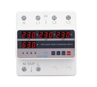 3 Phase Transfer Switch DIN Rail Mounted Automatic Changeover Switch Under Over Voltage Protective Device AC220V 63A