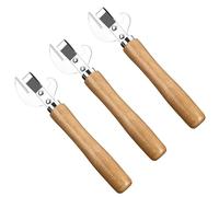 3 Pics Ergonomic Safe Manual Metal Can Opener - Side Cutting Tin Lid Remover with Steel Handle and Wood Grip - Professional Kitchen Tool for Effortless Openings