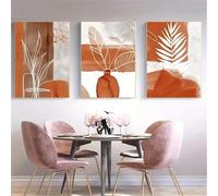 3 Pictures Set Abstract Boho Canvas Wall Art Terracotta Tones With Simple Shapes & Lines Prints For Bedroom, Living Room Kitchen Office Home Decoration-40 * 60cm (Unframed)