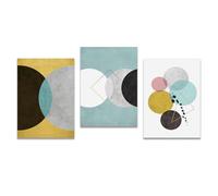 3 Pictures Set Canvas Wall art,Nordic Wall Posters and Prints Geometry Abstract Art Pictures Canvas Painting Picture for Kids Living Office Room Decoration Artwork-40*50cm/(16*20inch) No Frame