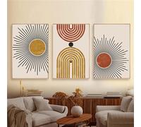 3 Pictures Set Canvas Wall art,Wall Art Poster Sun Rainbow Painting Line Canvas Printing Modern Abstract Mid Century Pictures Living Room Bedroom Home Decoration-40*50cm/(16*20inch) No Frame