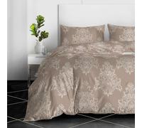 3-Piece 100% Egyptian Cotton Printed Duvet Cover Set - 400 Thread Count King Size Bed Cover with 2 Pillowcases - Reversible Quilt Bedding Set (Beige Bliss, King)