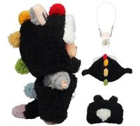 3-Piece 17cm Doll Clothes Outfit for Labubu (No Doll), Cute Black Dinosaur Hoodie Jumpsuit with Hoodie and Bag Accessories, Halloween Animal Stylish Clothing for Girls Boys Collectors AK067BK