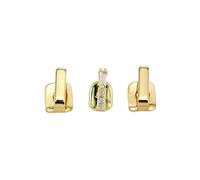 3-Piece 18K Gold Plated Hip Hop Teeth Grillz, Single Plain Gap Tooth Top Or Bottom Grills Piece Vertical Bar Cap(Gold)