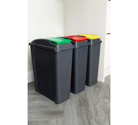 3 Piece 25L Plastic Recycle Bin Wham Grey One Size