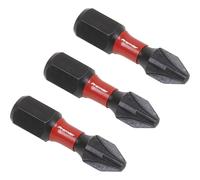 Premium 3 Piece 25mm Pozi Head Number 2 Impact Drill Bit Set - S2 Steel Construction