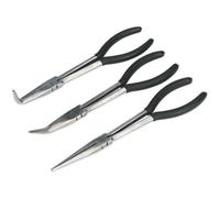 3 Piece 275mm Needle Nose Pliers - Drop Forged Steel - Straight & Angled Nose