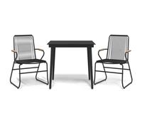 vidaXL 3 Piece Garden Dining Set Black PVC Rattan, Black