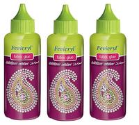 3 Piece - 80ml Fevicryl Fabric Glue for Sticking Beads, Ribbon, Design Clothes with Ornaments, Mirror Pieces, Patchwork, Stones, Laces, Sequins for Embroidery Foil etc