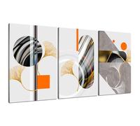 3 Piece Abstract Art HD Printed Posters And Prints on Canvas Living Room Office Wall Art Print Modern Artwork Home Decor (Wooden Stretched,60x90cmx3pcs,Geometry Ginkgo Leaves)