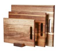 3-Piece Acacia Wood Cutting Board Set with Handle, Large Thick Chopping Block for Kitchen, Butcher Block Trays for Meat, Fruit, Vegetable & Cheese