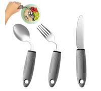 3-Piece Adaptive Utensils Set - 42° Angled Parkinsons Utensils, Weighted Utensils for Tremors and Parkinsons Patients, Easy Grip Weighted Silverware for Hand Tremors (Right-Handed)