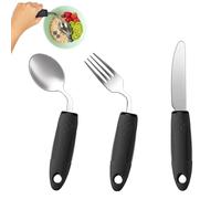 3-Piece Adaptive Utensils Set - 42° Angled Parkinsons Utensils, Weighted Utensils for Tremors and Parkinsons Patients, Easy Grip Weighted Silverware for Hand Tremors (Right-Handed)