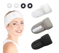 3-piece adjustable makeup headband, headband for face wash, spa, beauty, spa, facial loop yoga headband, self-adhesive towel loop and 4 hair loops.