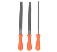 3 Piece Alloy Steel Woodworking Tool Set Including Flat File Half Round Shape and Needle File for Deburring Trimming Chamfering and Polishing - Anti Slip Plastic Handle