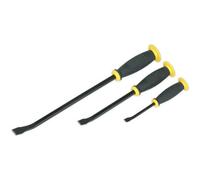 3 Piece Angled Pry Bar Set - Hammer- Heat Treated Steel Shafts - Soft Grip