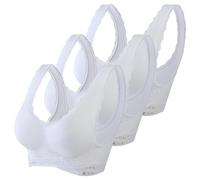3 Piece Anti Sagging Bras for Women UK, Wireless Lace Bras Full Coverage, Adjustable Soft Support Everyday Bra Padded, Leisure Stretch Gathering Bra, Womens Breathable Sports Underwear White