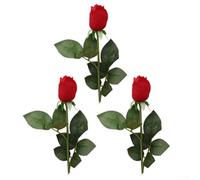 3 Piece Artificial Rose Bouquet Designed for Realistic Appearance and Seamless Integration into Existing Home Decor Schemes (Red)
