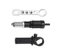 3-piece Automotive Power Drill Riveting Adapter Kit with 2.4mm/3.2mm/4.0mm/4.8mm Steel Rivet Heads for Car Truck Suv Rv - Includes Handle Wren