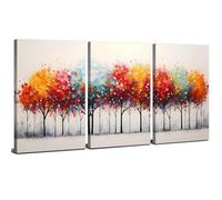 3 Piece Autumn Wall Art Abstract Blossom Tree Landscape Pictures Wall Decor for Bedroom Living Room Fall Home Decorations Watercolor Nature Trees Canvas Paintings Modern Artwork Framed 12x16”