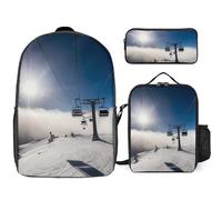 3 Piece Backpack for Women Men Lightweight Causal Daypack Shoulder Bag Set with Insulated Lunch Bag And Pencil Case Organizers Ski Lift At Sunshine