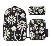 3 Piece Backpack for Women Men Lightweight Causal Daypack Shoulder Bag Set with Insulated Lunch Bag And Pencil Case Organizers Cheerful And Gorgeous
