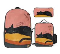 3 Piece Backpack for Women Men Lightweight Causal Daypack Shoulder Bag Set with Insulated Lunch Bag And Pencil Case Organizers Sleep on Pillow