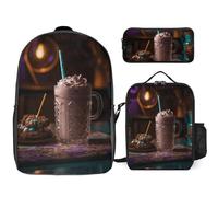 3 Piece Backpack for Women Men Lightweight Causal Daypack Shoulder Bag Set with Insulated Lunch Bag And Pencil Case Organizers There's Candy in The Milkshake