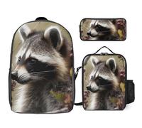 3 Piece Backpack for Women Men Lightweight Causal Daypack Shoulder Bag Set with Insulated Lunch Bag And Pencil Case Organizers Animals on Tree, Style, One Size