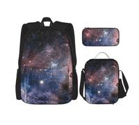 3-Piece Backpack Set, Universe Milky Way Galaxy, Water-Resistant Schoolbag, Insulated Lunch Bag, Large Capacity Pencil Case, School Bags For Travel Office & Outdoor Activities, 3-In-1 Backpack Set