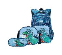 3-Piece Backpack Set with Pencil Case Crossbody Bag, 10 Print Patterns Dinosaur, Shark, Football, Astronaut & More, Oxford Cloth Durable Large Capacity for Travel Sport School. A