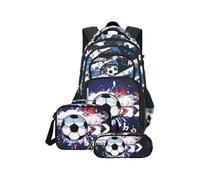 3-Piece Backpack Set with Pencil Case Crossbody Bag, 18 Print Patterns Dinosaur, Shark, Football, Astronaut & More, Oxford Cloth Durable Large Capacity for Travel Sport School. I