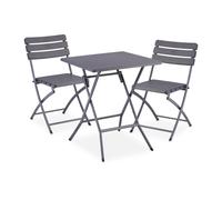 3-Piece Balcony Furniture Set Wood Look Garden Folding Table Patio Chairs Black