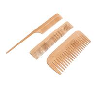 3 Piece Bamboo Hairdressing Comb Set with Rat Tail and Fine Teeth | Wet Hair Use, Shower the Go Styling, Precise Parting for Beards and Sectioning