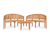3 Piece Banana Garden Lounge Set Solid Teak Wood