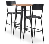 3 Piece Bar Set Steel Black Dining Table 2 Stackable Stools Furniture vidaXL