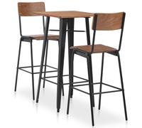 3 Piece Bar Set Steel Brown and Black Dining Table 2 Stools Furniture vidaXL