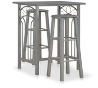 Bar Set 3 Pieces Wood and Steel Bar Table and Stools Multi Colours vidaXL