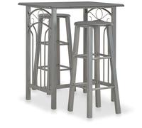 3 Piece Bar Set Wood & Steel Anthracite/Grey 72.5x55x82.5 cm Outdoor for Patios