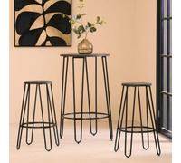 3 Piece Bar Table and Stool Set with Hairpin Legs in Natural Finish | District